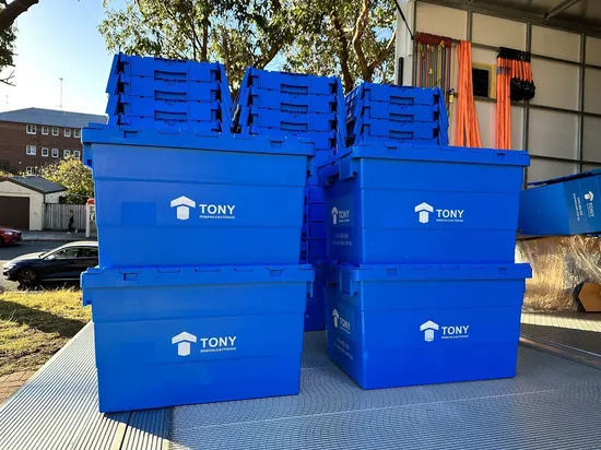Factory Directly Sale Industrial Logistic Warehouse Plastic Tote Container with Hinged Lid