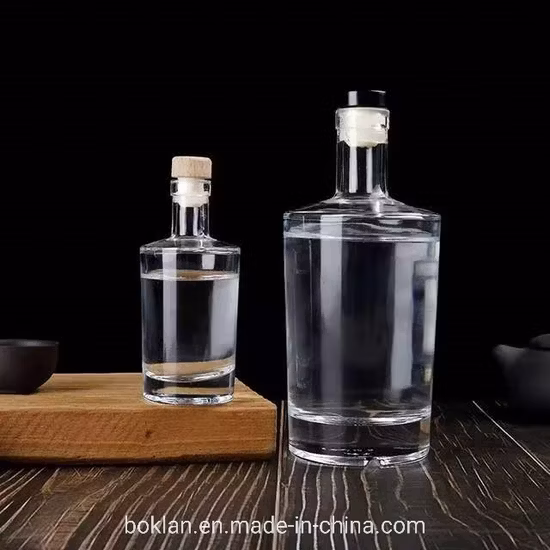100ml 375ml 500ml 750ml garrafa de vidro de licor para vodka gin uísque rum com cortiça