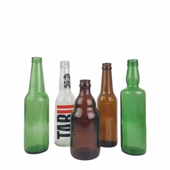 Garrafas de cerveja de vidro colorido com serigrafia
